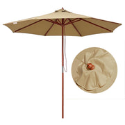 TheLAShop 9 Foot Patio Furniture Wood Market Umbrella Color Options, Tan Image