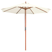TheLAShop 9ft 8-Rib Wood Market Umbrella for Outdoor Restaurant Garden, Ivory Image