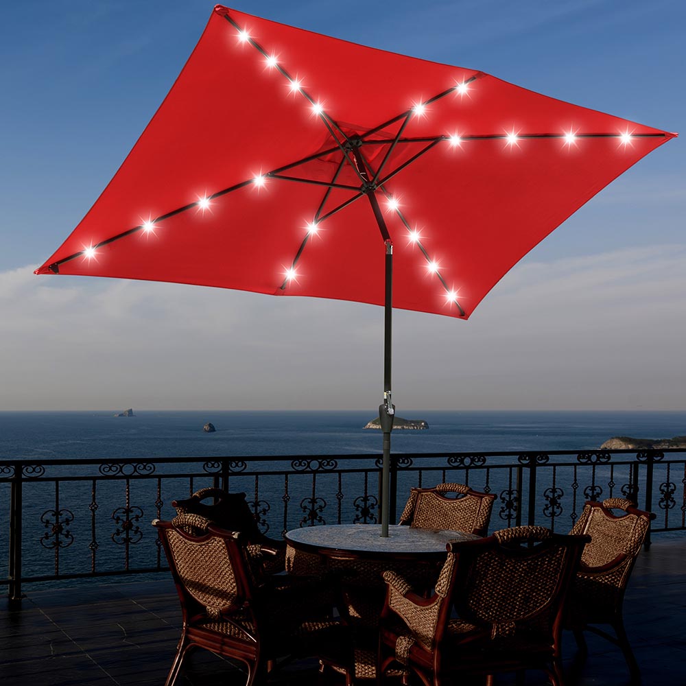 TheLAShop 10ft Rectangular Umbrella with Solar Lights TheLAShop 10ft Rectangular Umbrella with Solar Lights