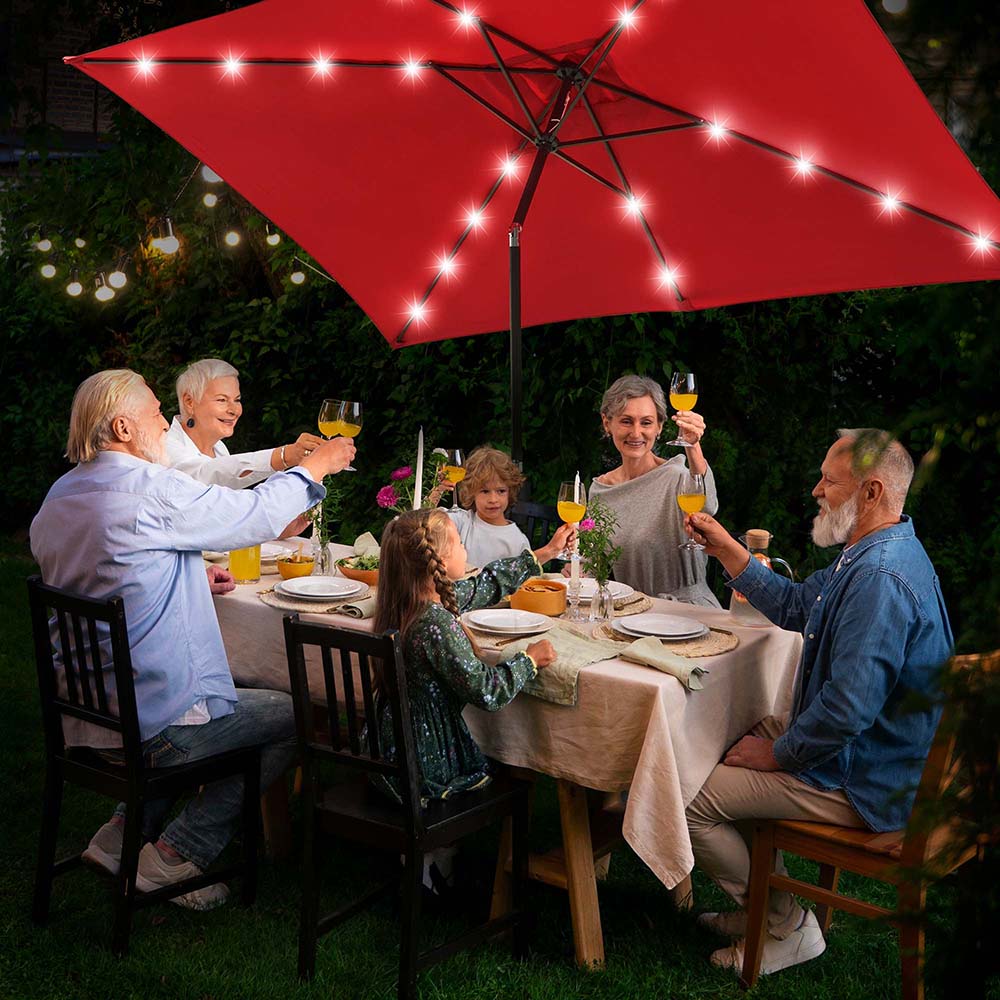 TheLAShop 10ft Rectangular Umbrella with Solar Lights TheLAShop 10ft Rectangular Umbrella with Solar Lights