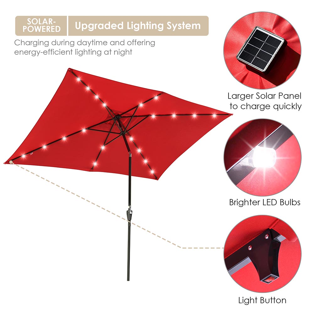 TheLAShop 10ft Rectangular Umbrella with Solar Lights TheLAShop 10ft Rectangular Umbrella with Solar Lights