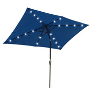 TheLAShop 10ft Rectangular Umbrella with Solar Lights, Navy Image