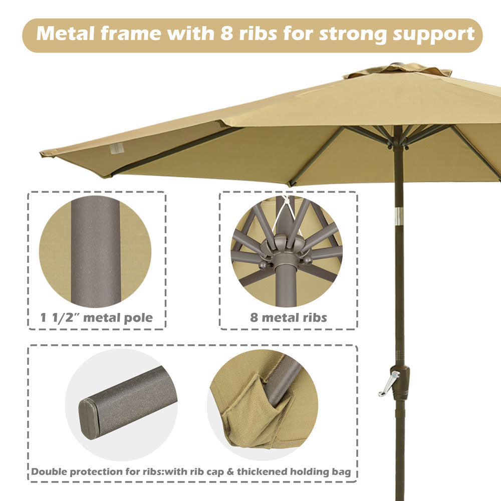 9x7 patio umbrella TheLAShop 9 ft 8-Rib Outdoor Patio Tilt Umbrella 200 gsm Canopy