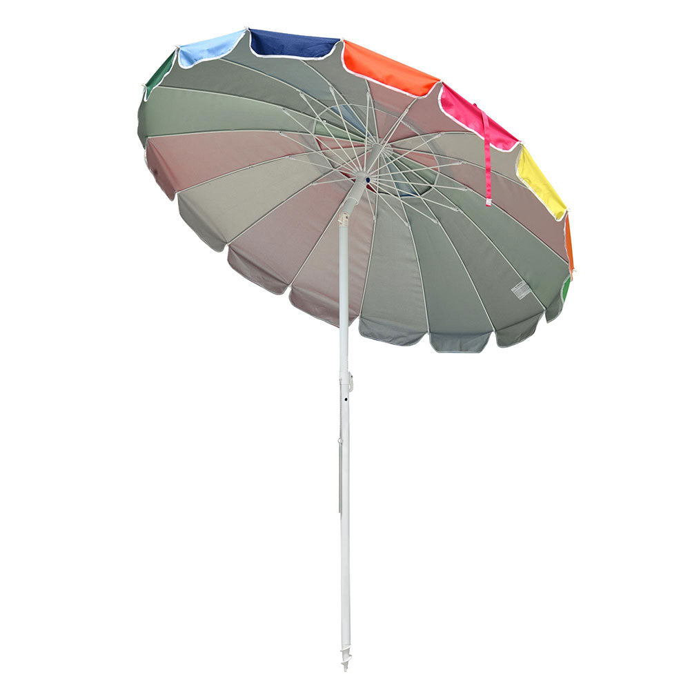 7 foot multicolor patio umbrella TheLAShop 7 Ft Tilt Outdoor Rainbow Beach Patio Umbrella w/ Sand Anchor
