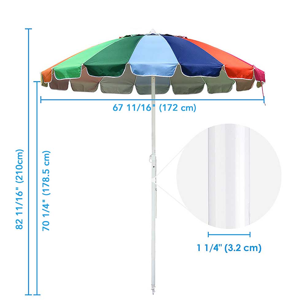 TheLAShop 7 Ft Tilt Outdoor Rainbow Beach Patio Umbrella w/ Sand Ancho TheLAShop 7 Ft Tilt Outdoor Rainbow Beach Patio Umbrella w/ Sand Ancho