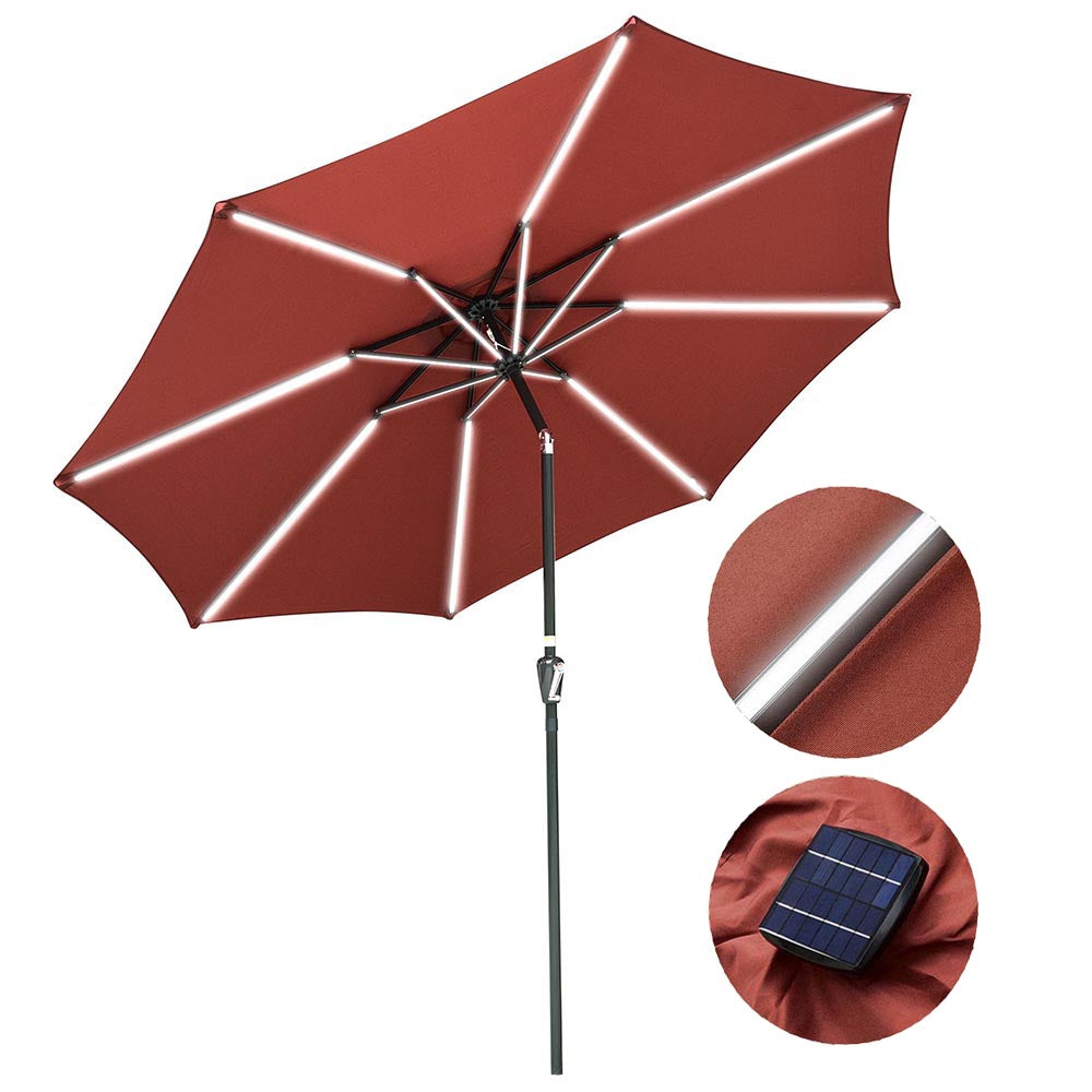 TheLAShop Patio Umbrella with Solar Lights Tilt Umbrella 9 ft 8-Rib TheLAShop Patio Umbrella with Solar Lights Tilt Umbrella 9 ft 8-Rib