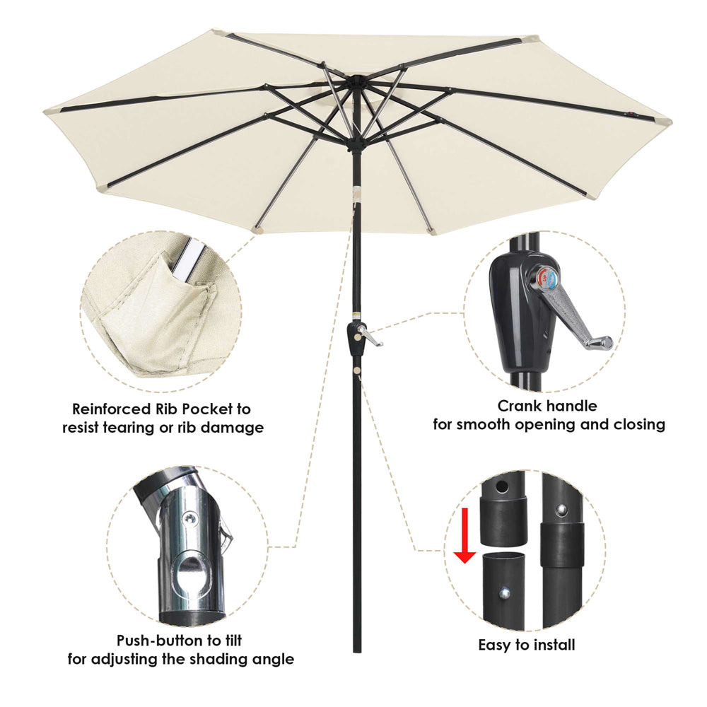 TheLAShop Patio Umbrella with Solar Lights Tilt Umbrella 9