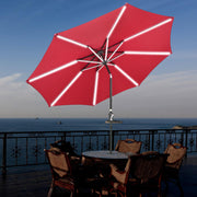 TheLAShop Patio Umbrella with Solar Lights Tilt Umbrella 10 ft 8-Rib, Red Image