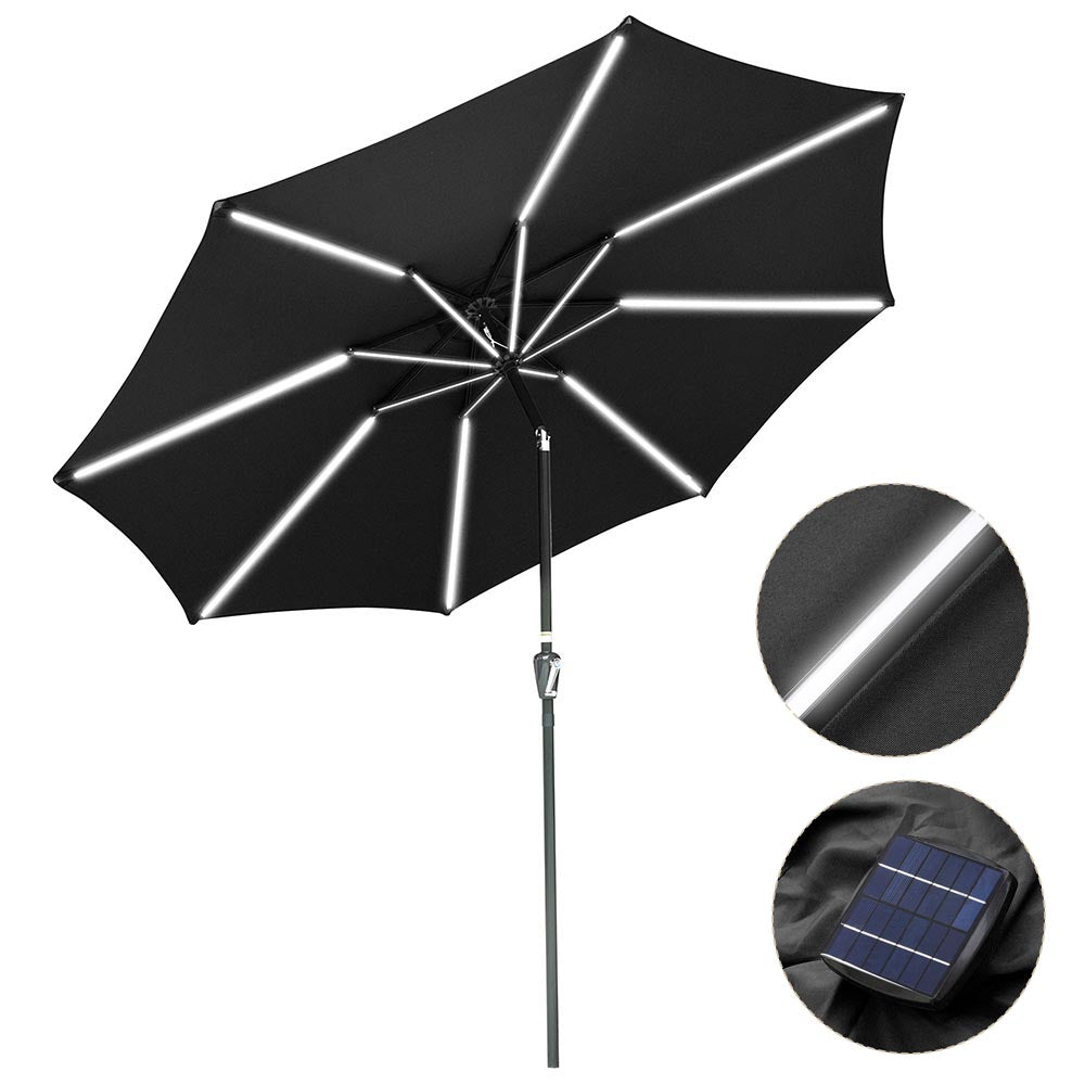 10 foot black patio umbrella TheLAShop Patio Umbrella with Solar Lights Tilt Umbrella 10 ft 8-Rib
