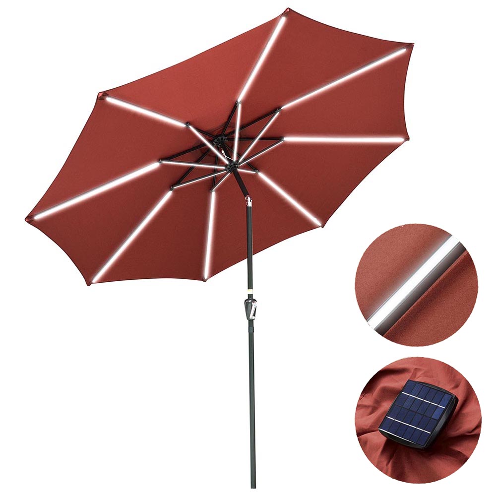 10 ft patio umbrella tilt TheLAShop Patio Umbrella with Solar Lights Tilt Umbrella 10 ft 8-Rib