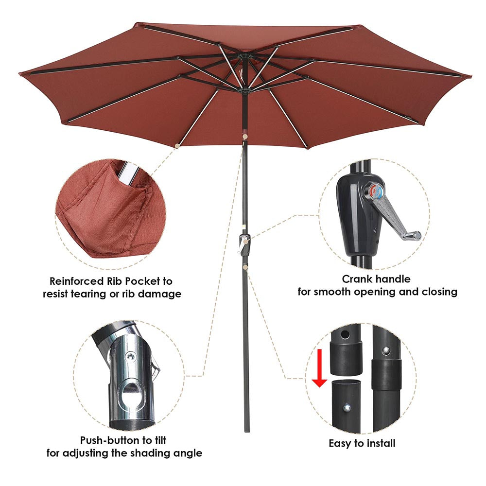 convert patio umbrella to tilt TheLAShop Patio Umbrella with Solar Lights Tilt Umbrella 10 ft 8-Rib