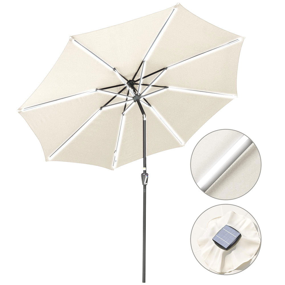 10 to 12 patio umbrella TheLAShop Patio Umbrella with Solar Lights Tilt Umbrella 10 ft 8-Rib