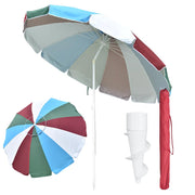 TheLAShop 8ft Tilt Beach Umbrella with Anchor 12-Rib Rainbow