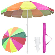 TheLAShop 8 Ft Tilt Beach Umbrella with Anchor 12-Rib, Rainbow Image