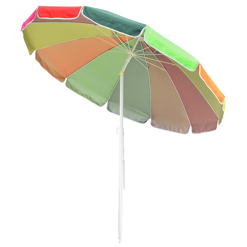 8 Ft Tilt Beach Umbrella with Anchor 12Rib