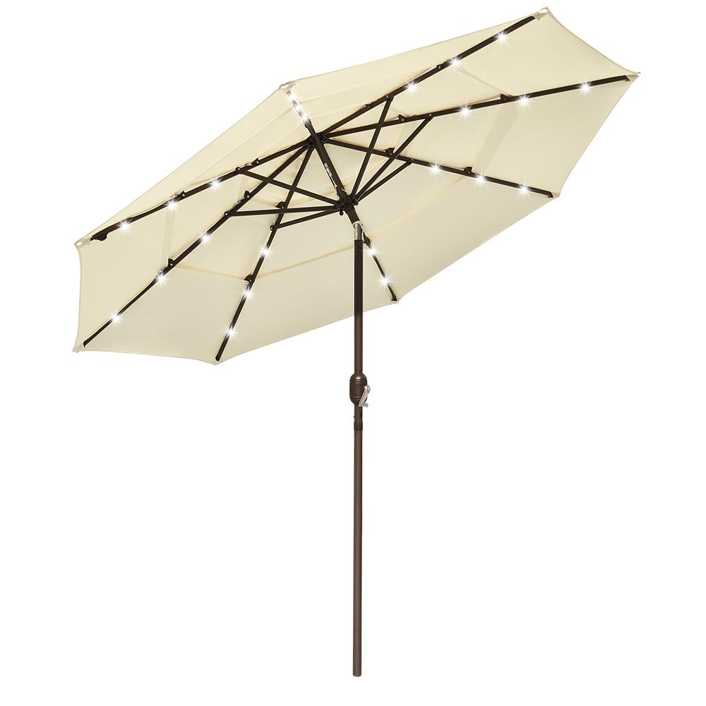garden reflections 9' solar patio tilt umbrella with cover TheLAShop 9 ft 3-Tiered Tilting Patio Umbrella with Lights 8-Rib