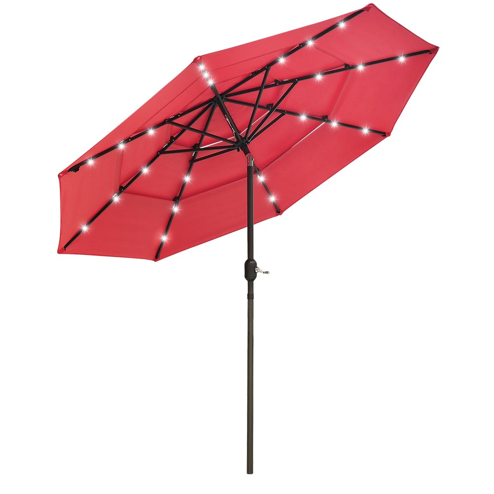 3 foot patio umbrella TheLAShop 9 ft 3-Tiered Tilting Patio Umbrella with Lights 8-Rib
