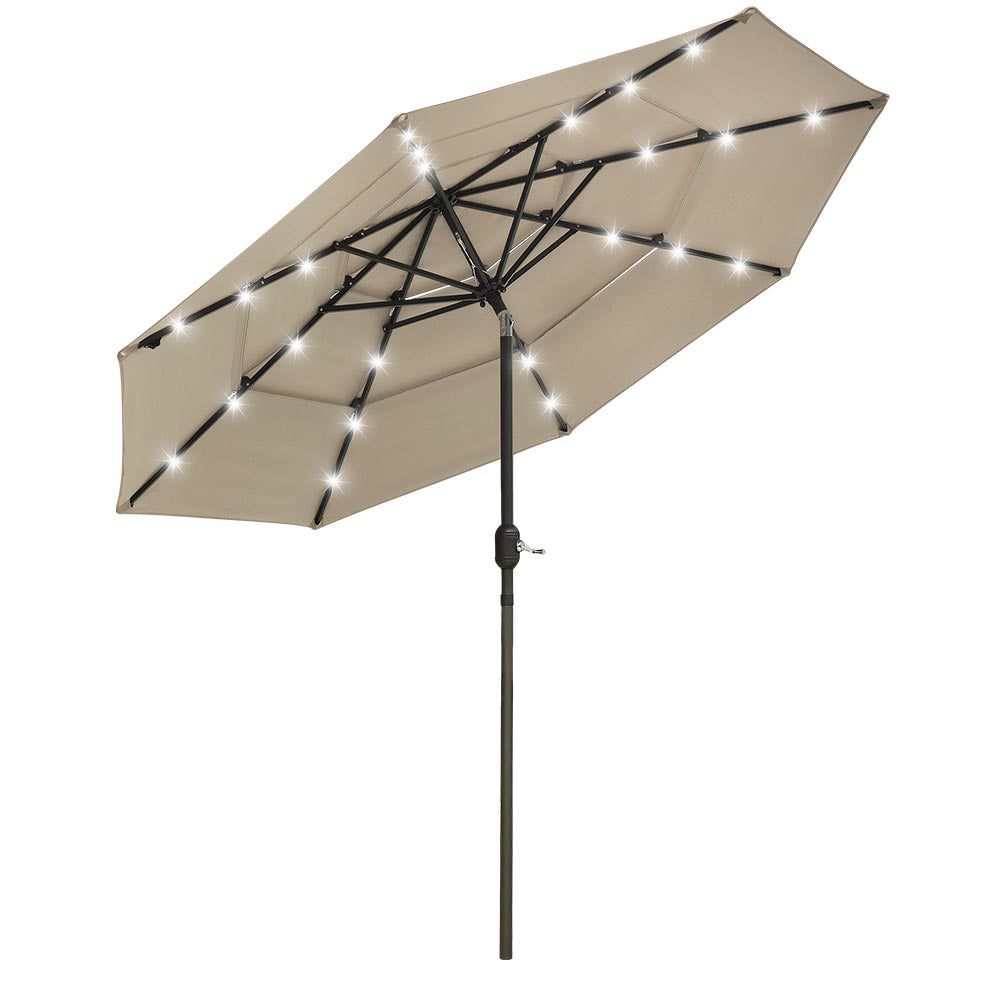 9 by 16 patio umbrella TheLAShop 9 ft 3-Tiered Tilting Patio Umbrella with Lights 8-Rib