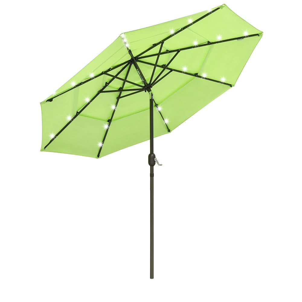 lime green 9 ft patio umbrella TheLAShop 9 ft 3-Tiered Tilting Patio Umbrella with Lights 8-Rib