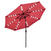 TheLAShop 10 ft 3-Tiered Tilting Patio Umbrella with Lights 8-Rib, Flame Scarlet Image