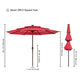 TheLAShop 10 ft 3-Tiered Tilting Patio Umbrella with Lights 8-Rib, Flame Scarlet Image