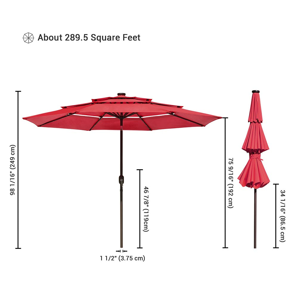 8 feet patio umbrella TheLAShop 10 ft 3-Tiered Tilting Patio Umbrella with Lights 8-Rib