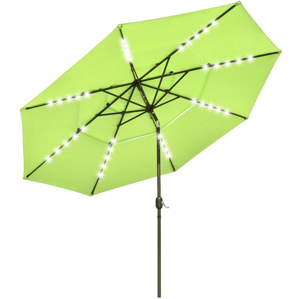 TheLAShop 11 ft 3-Tiered Tilting Patio Umbrella with Lights 8-Rib TheLAShop 11 ft 3-Tiered Tilting Patio Umbrella with Lights 8-Rib