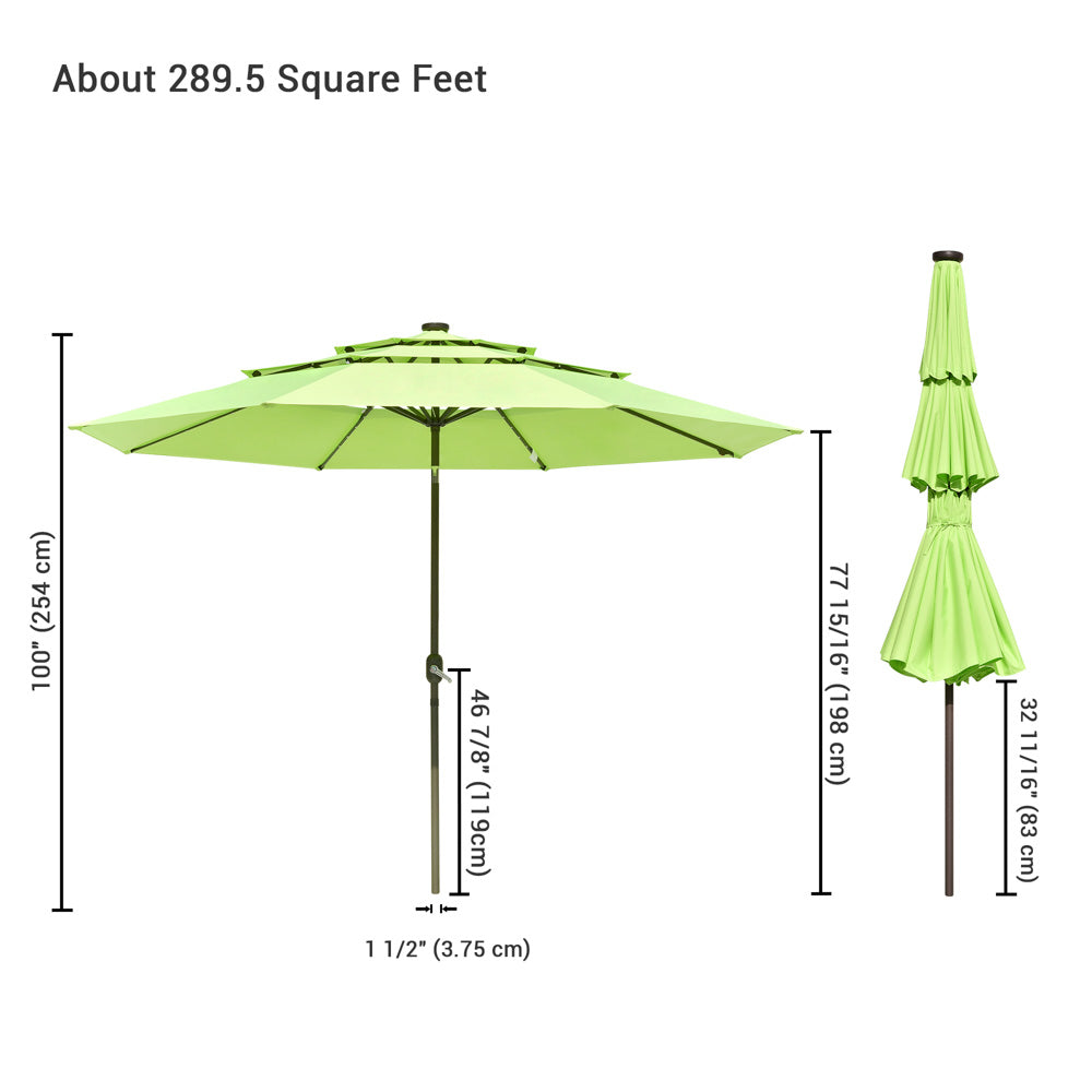TheLAShop 11 ft 3-Tiered Tilting Patio Umbrella with Lights 8-Rib TheLAShop 11 ft 3-Tiered Tilting Patio Umbrella with Lights 8-Rib