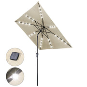 TheLAShop 9Ft 8-Rib Square Patio Umbrella with Solar Lights Tilt & Crank, Beige Image