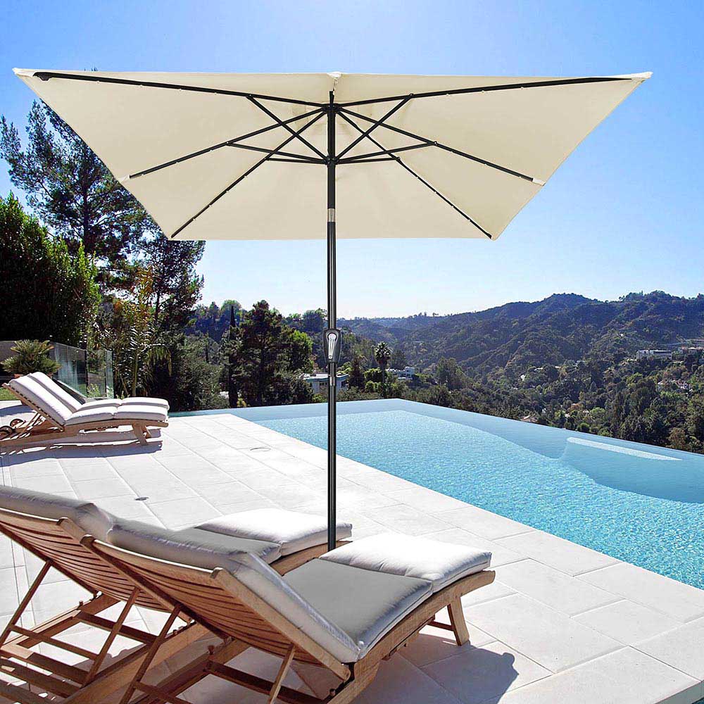 9 by 16 patio umbrella 9 Foot Patio Furniture Wood Market Umbrella Red