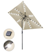 TheLAShop 10Ft 8-Rib Square Patio Umbrella with Solar Lights Tilt & Crank, Beige Image