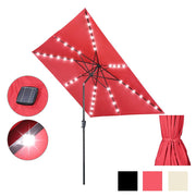 TheLAShop 10Ft 8-Rib Square Patio Umbrella with Solar Lights Tilt & Crank Image