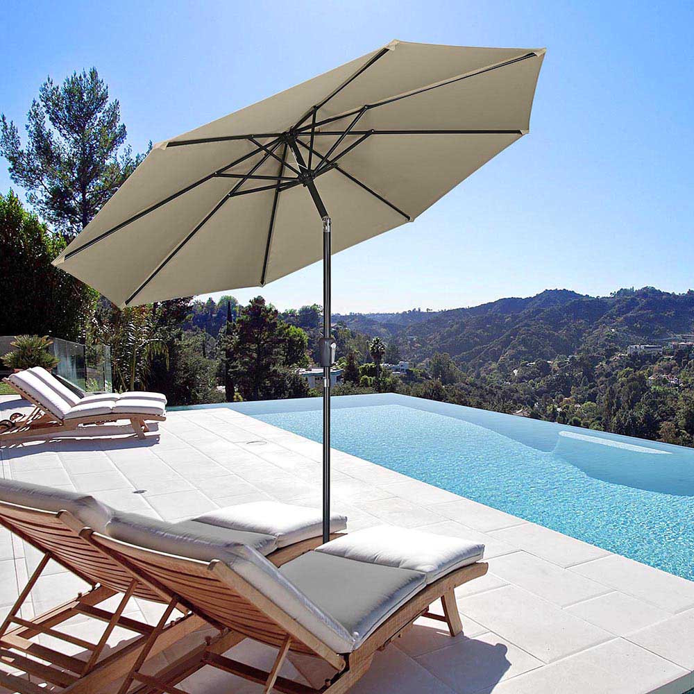 TheLAShop 10 ft 8-Rib Patio Umbrella Tilt & Crank 220g Yarn-dyed Canop TheLAShop 10 ft 8-Rib Patio Umbrella Tilt & Crank 220g Yarn-dyed Canop