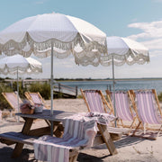 TheLAShop 6ft Outdoor Beach Umbrella Tilt with Fringe Sand Anchor Image