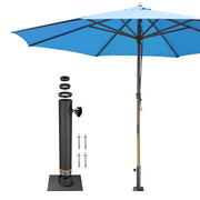 TheLAShop 13ft 8-Rib Commercial Wood Patio Umbrella & Deck Mount, Blue Image