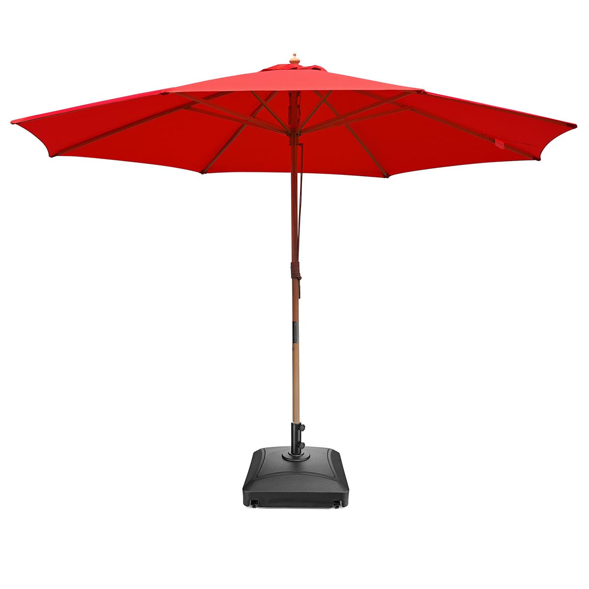 TheLAShop 13ft 8-Rib Wood Umbrella with Stand for Patio Outdoor