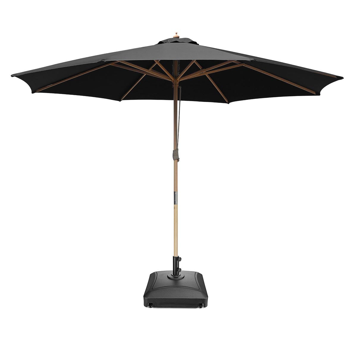 TheLAShop 13ft 8-Rib Wood Umbrella with Stand for Patio Outdoor