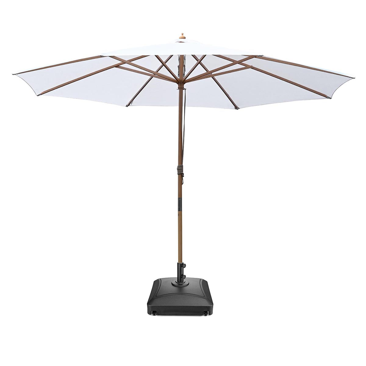 TheLAShop 13ft 8-Rib Wood Umbrella with Stand for Patio Outdoor TheLAShop 13ft 8-Rib Wood Umbrella with Stand for Patio Outdoor