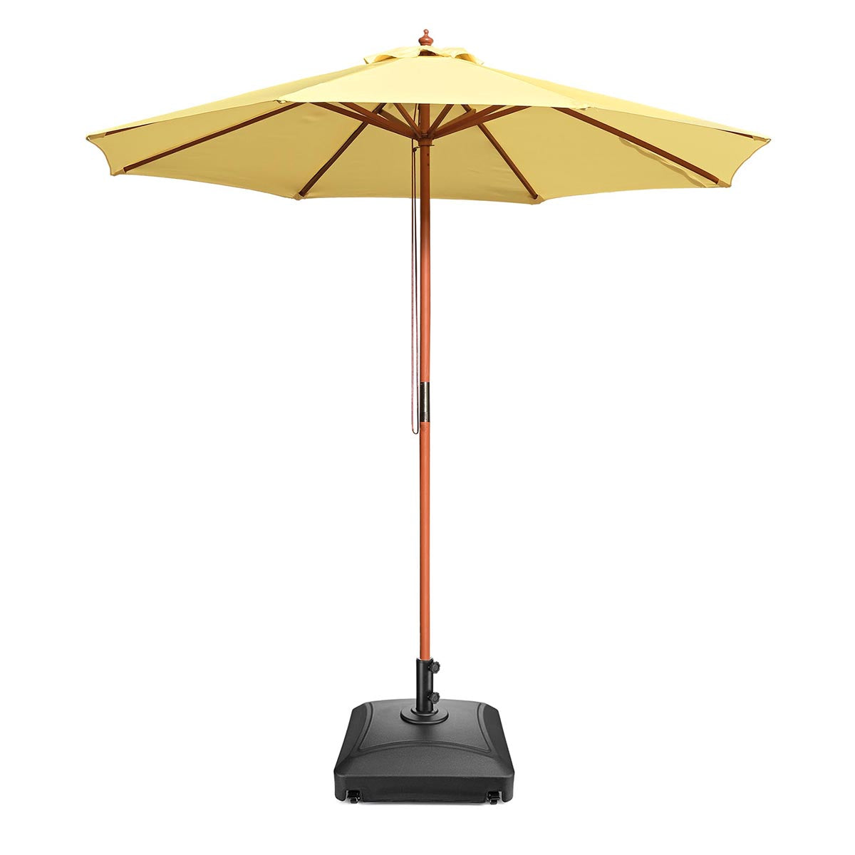 TheLAShop 9ft 8-Rib Wood Umbrella with Stand for Patio Outdoor