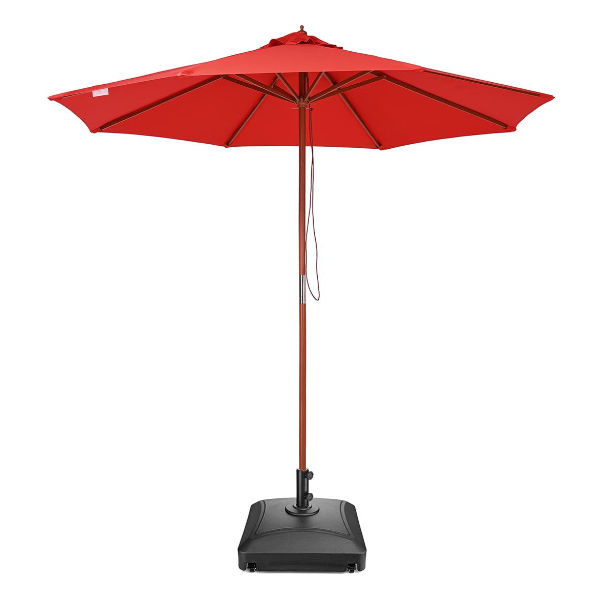 9 ft red wooden patio umbrella TheLAShop 9ft 8-Rib Wood Umbrella with Stand for Patio Outdoor