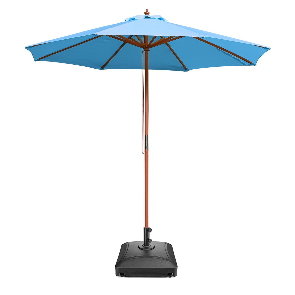 8 ft. patio umbrella TheLAShop 9ft 8-Rib Wood Umbrella with Stand for Patio Outdoor