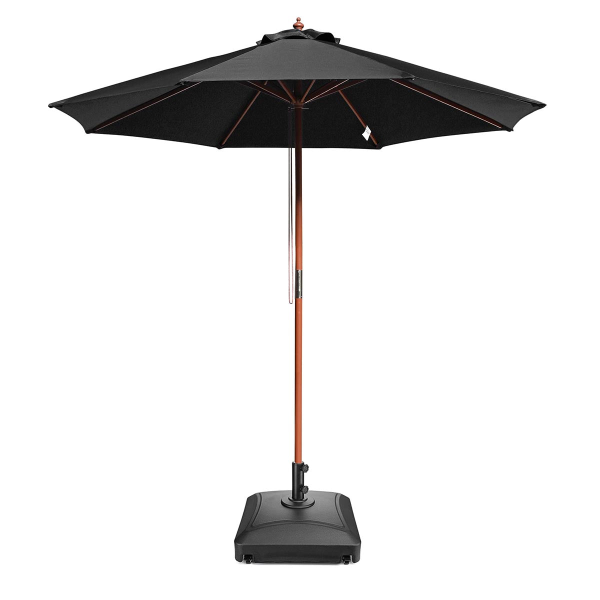 TheLAShop 9ft 8-Rib Wood Umbrella with Stand for Patio Outdoor