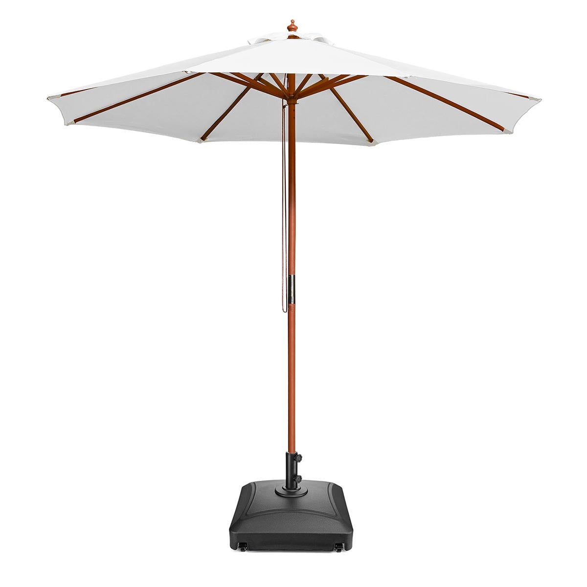 9 ft patio umbrella stand TheLAShop 9ft 8-Rib Wood Umbrella with Stand for Patio Outdoor