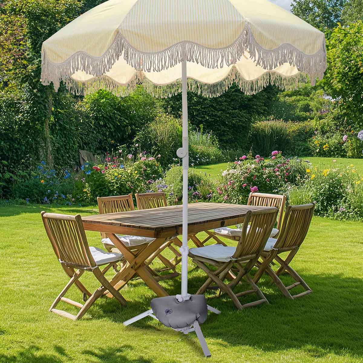 convert beach umbrella to patio TheLAShop 6ft Fringe Beach Umbrella with Stand