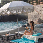 TheLAShop 6ft Outdoor Beach Umbrella Tilt with Fringe Sand Anchor Image
