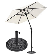 TheLAShop 7.5' 6-Rib Tilt Patio Umbrella Outdoor Umbrella Crank Lift, Ivory with Base Image
