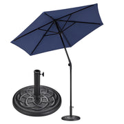 TheLAShop 7.5' 6-Rib Tilt Patio Umbrella Outdoor Umbrella Crank Lift, Navy with Base Image