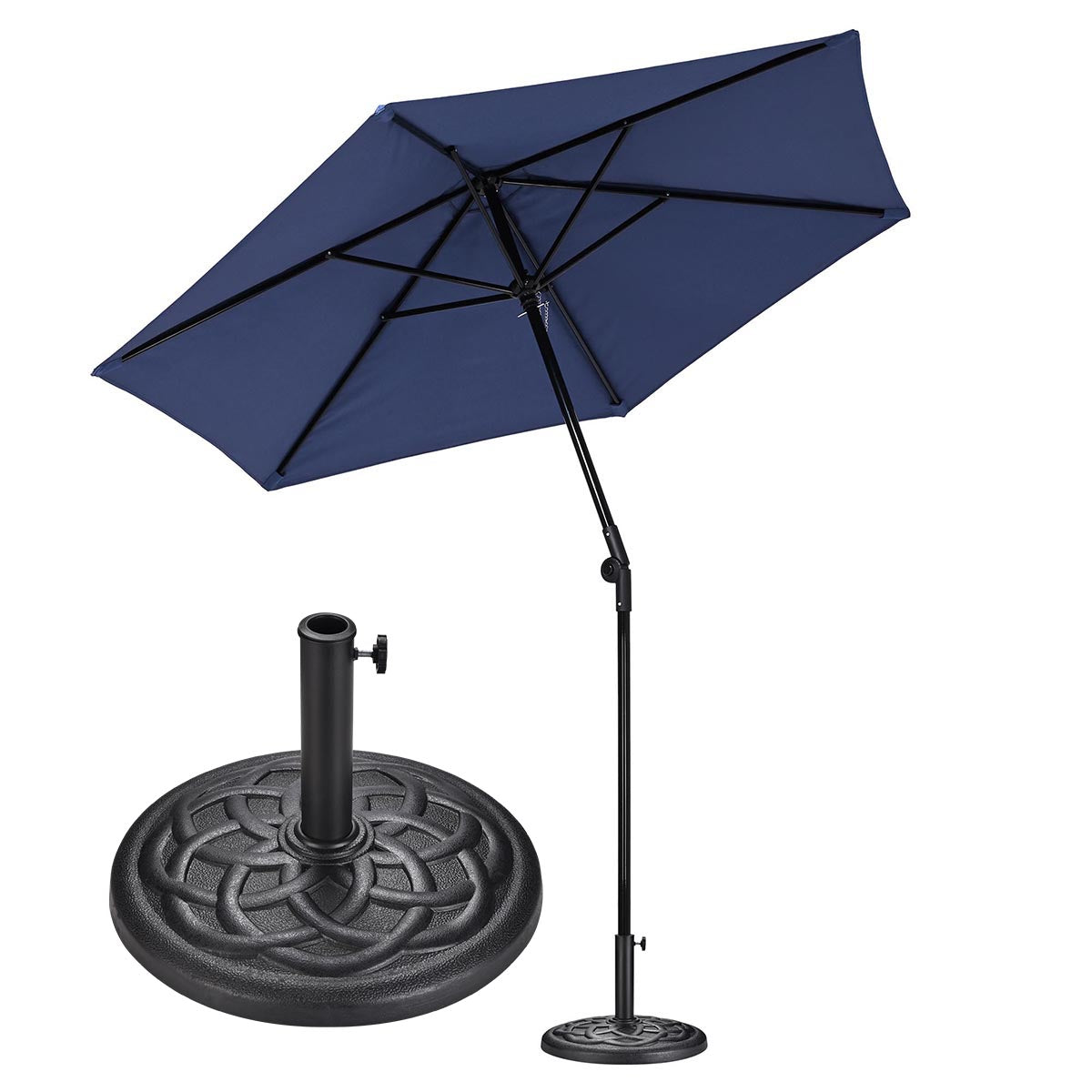 TheLAShop 7.5' 6-Rib Tilt Patio Umbrella Outdoor Umbrella Crank Lift