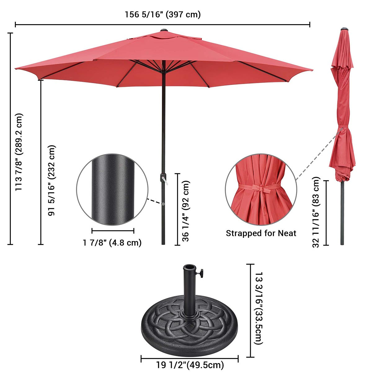 TheLAShop 13ft Extra Large Patio Umbrella with Base for Market Garden TheLAShop 13ft Extra Large Patio Umbrella with Base for Market Garden