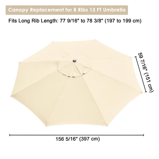 TheLAShop 13ft 8-Rib Patio Market Umbrella Replacement Canopy